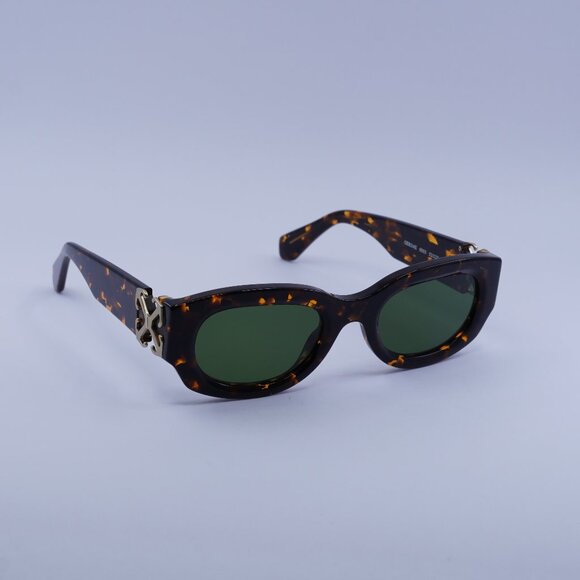 Off-White OERI14E PALMER 6055 Sunglasses Havana Oval Frame, Green Lenses main image 6